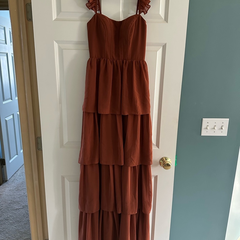 Rust Tiered Maxi Dress